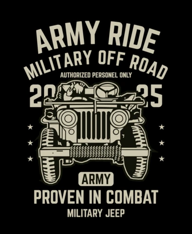 Army Ride Military Off Road Zeep T-shirt Design Template