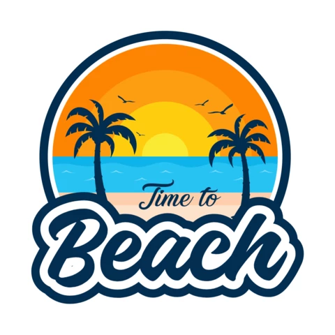 Time to Beach Logo Design Template