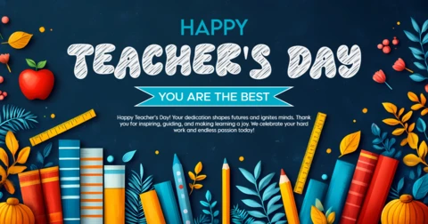 Colorful Teacher's Day Celebration Template Design for Editable Greetings