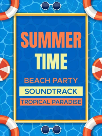 Summertime Beach Party Design Template with Swimming Pool