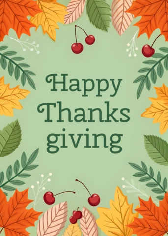 Autumn Leaves Thanksgiving Design Template for Greeting Cards