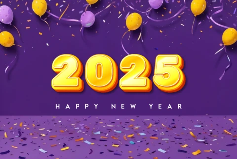 Purple New Year Celebration Card Design Template