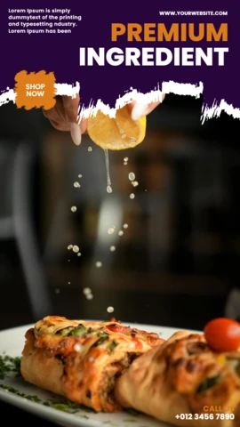 Dashing Purple Textured Restaurant Ad Instagram Story Design Template
