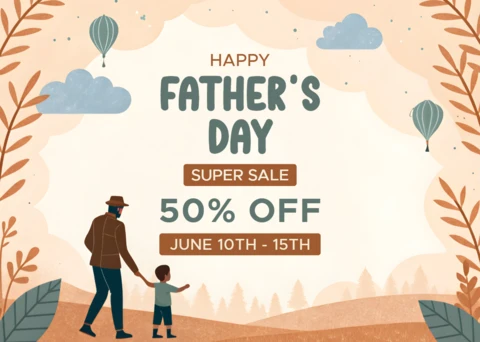 Whimsical Father's Day Sale Template Design with Promotion
