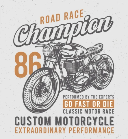 Modelo de design de camiseta de motocicleta vintage