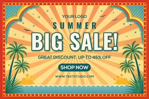 Summer Season Template Design with Tropical Elements