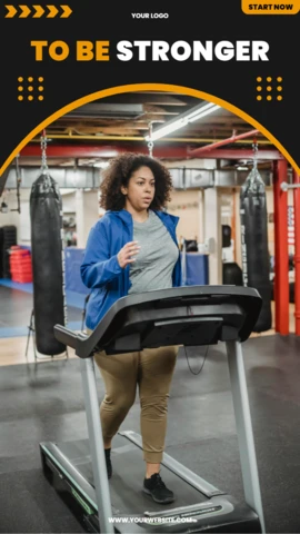 Running Woman Gym Ad Instagram Story Post Design Template