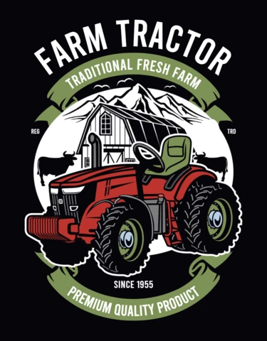 T-Shirt-Designvorlage für Ackerschlepper