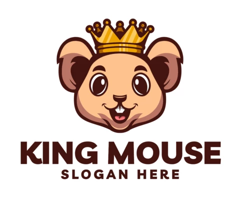 Modelo de design de logotipo do mascote rei rato