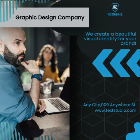 Black and Blue Minimalist Graphic Design Company Facebook Post