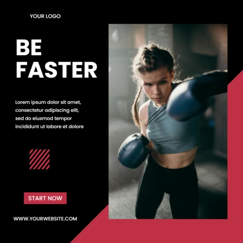 Modelo de design de post de instagram minimalista para academia Be faster gym