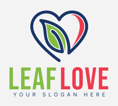 Leaf And Love Colorful Logo Design Template