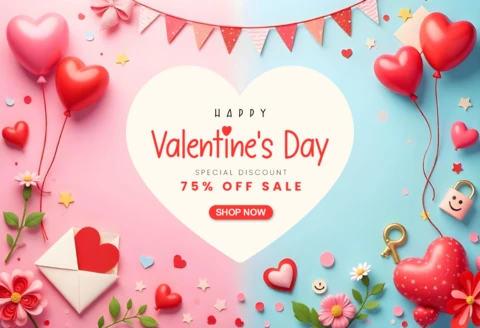 Valentine's Day Sale Banner Design Special Discount