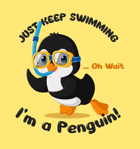Modèle de dessin de pingouin amusant : thème de la natation