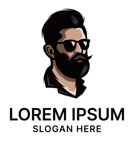 Modèle de conception de logo homme barbe cool
