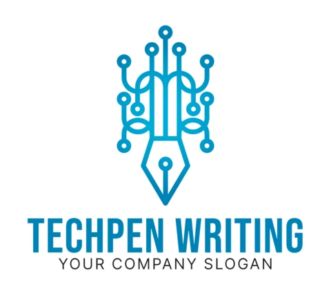 Plantilla de diseño de logotipo Tech pen colorful