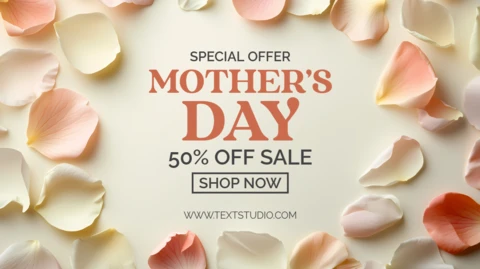 Elegant Floral Mother's Day Sale Design Template with Petal Accents