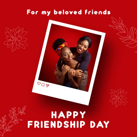 Red & White Happy Friendship Day Instagram Post Flat Design