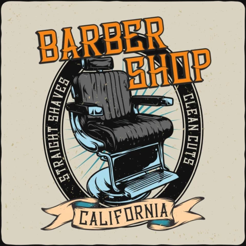 Barbershop California T-Shirt Design Template