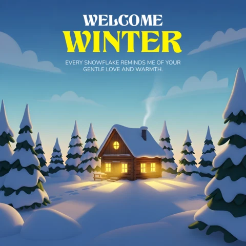 Plantilla de diseño de país de las maravillas invernal para tarjeta de saludo acogedora