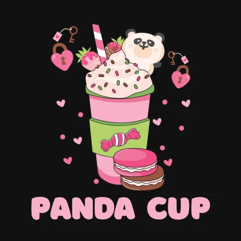 Kawaii panda eis valentine's t-shirt design vorlage