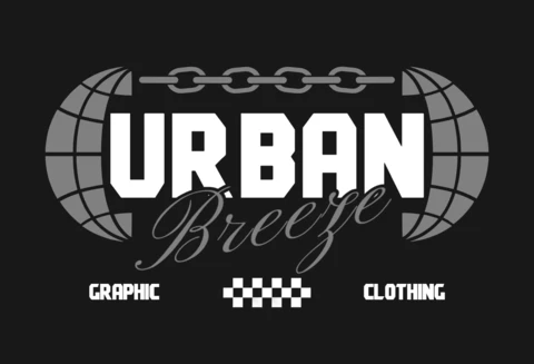 Städtischer Breeze mutiges Streetwear mit Ketten-, Globus- und karierten Akzenten T-Shirt-Designvorlage