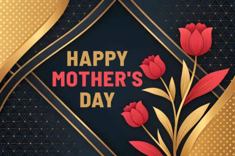 Elegant Art Deco Mother's Day Greeting Card Template with Floral Design