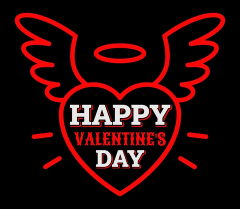 Editable Retro Winged Heart Design Template for Valentine's Day