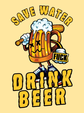Save water drink beer tişört tasarım şablonu