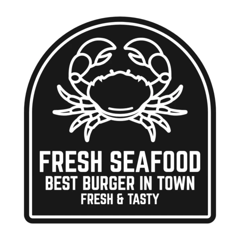 Fresh Seafood Burger Logo Design Template