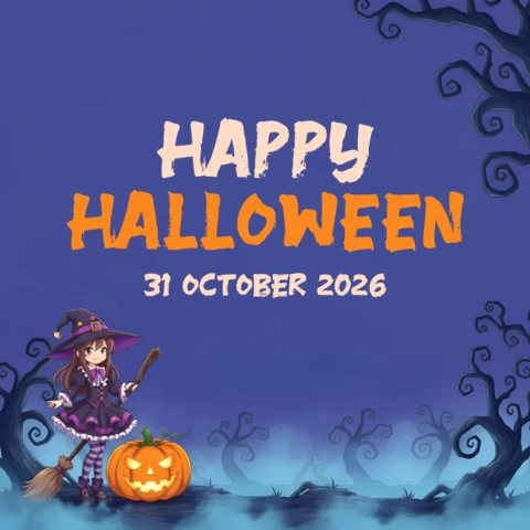 Design delizioso per Halloween con strega e zucca per inviti a feste