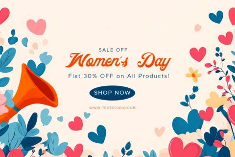 Women's Day Sale Banner Template - Retro Flat Floral Design
