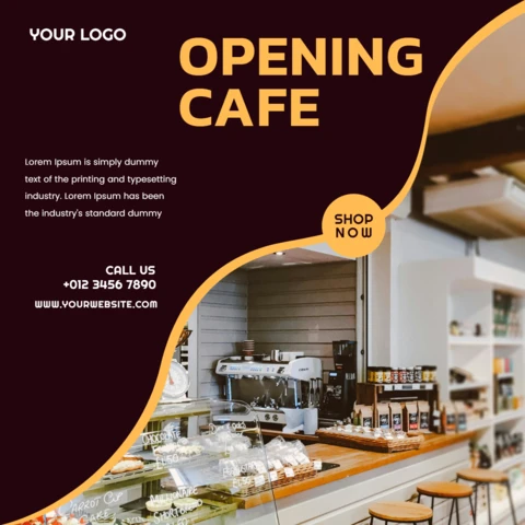 Opening Cafe Promotional Social Media Post Design Template