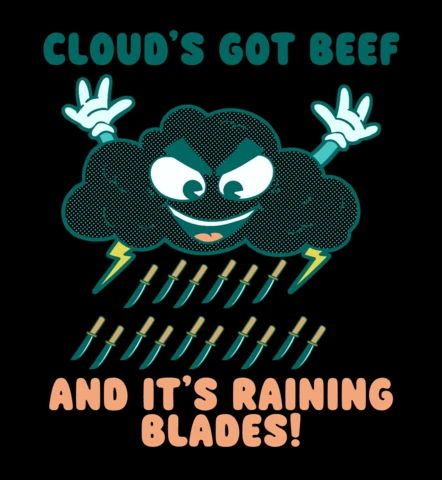 Illustration de tempête violente avec des nuages, pluie de lames, modèle de t-shirt.