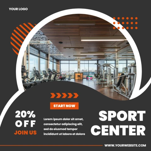 Gym Center Commercial Social Media Post Design Template