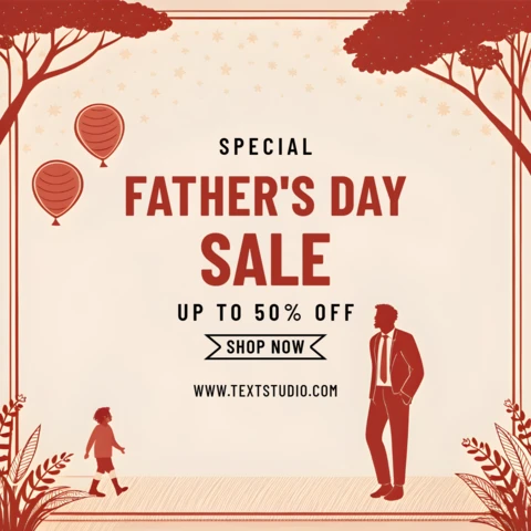 Vintage Father's Day Sale Template Design - Editable Promotional Graphic