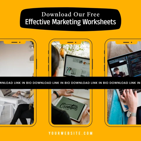 Yellow Marketing Worksheets Instagram Post Design Template