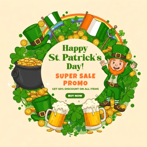 Modèle de design pour les soldes de la St-Patrick - 50% de réduction promotionnelle