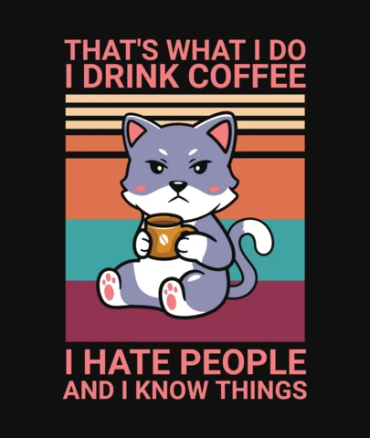 Le chat grincheux qui boit du café, c'est ce qu'on appelle une citation