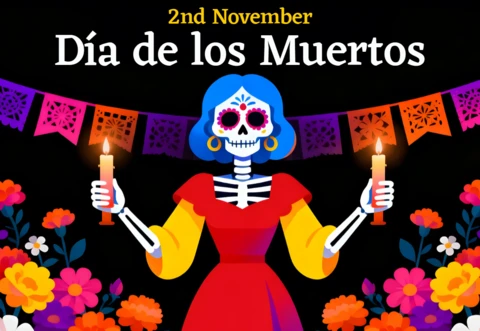 Colorful Día De Los Muertos Design Template for Festive Posters