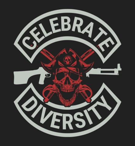 Celebrate Diversity Pirate Skull Gun Lover Quote T-Shirt Design Template