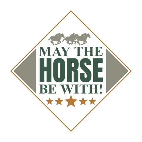 Design template di stile vintage per le corse di cavalli: 'che il cavallo sia con te'