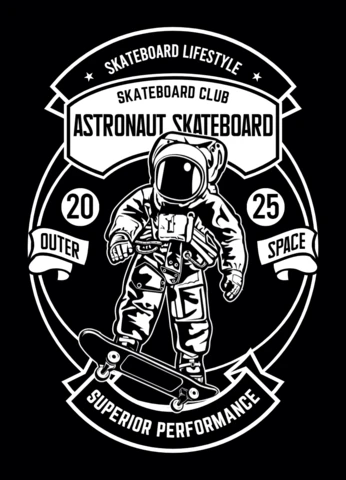 Astronaut Skateboard T-shirt Design Template