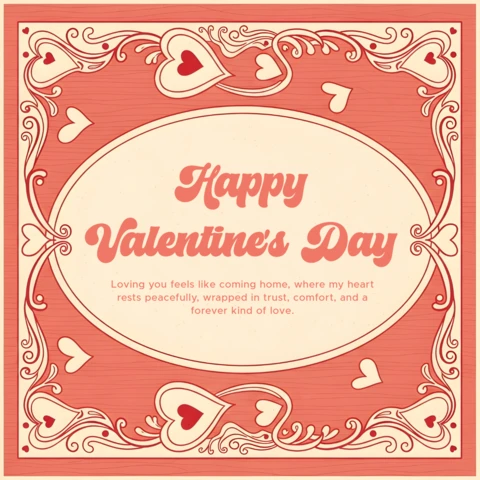 Plantilla de diseño de corazón para tarjetas de felicitación retro del Día de San Valentín