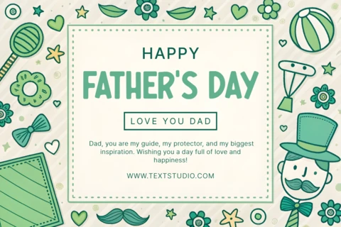 Editable Father's Day Greeting Card Template - Whimsical Design for Heartfelt Messages