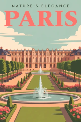 Elegant Paris Garden Design Template for Retro Flat Posters