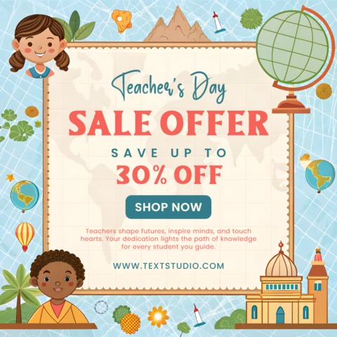 Colorful Teacher's Day Sale Offer Template - Editable Design for Celebrating Educators