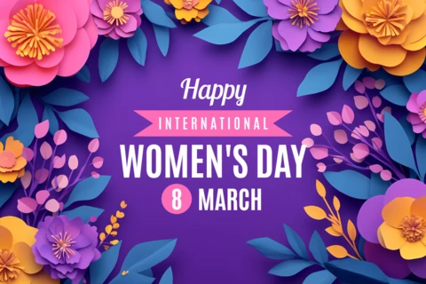 Happy International Women's Day Design Template with Floral Elements