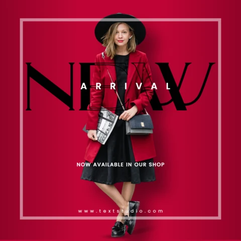 Rojo y negro moda nueva llegada instagram post plantilla