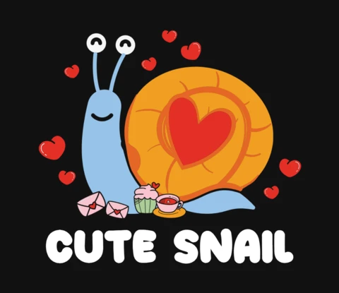 Cute Snail Valentine T-Shirt Design Template